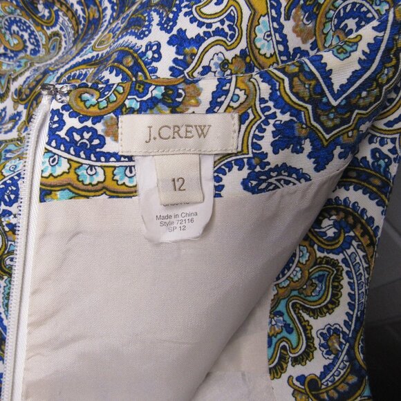 J Crew Dolores Shift Dress in Peacock Paisley Size 12 Cotton Silk Blend Lined - Picture 2 of 9
